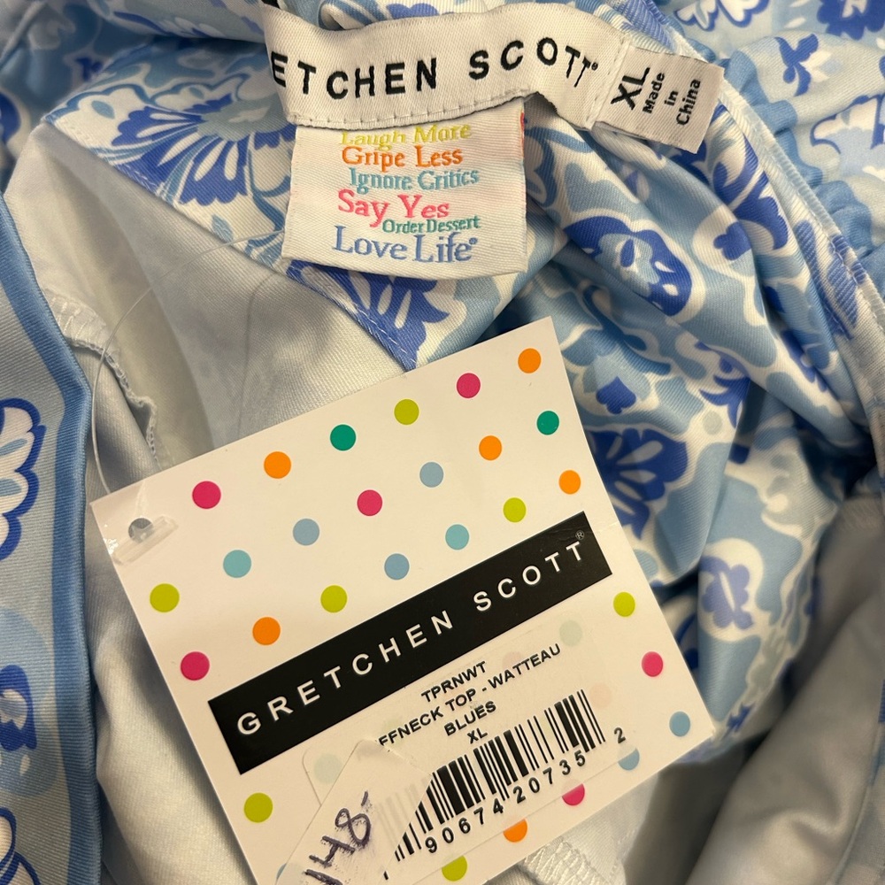 Gretchen Scott Designs Blue and White Printed Tunic Top NWT - Picture 7 of 8